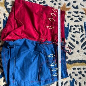 Hot Topic Vibrant Red and Blue Lace-Up Women's Shorts